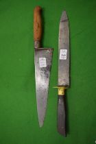 Wilsons of Sheffield, a carving or hunting knife with unusual brass guard together with a large