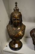 A good bronze bust of Queen Victoria on a circular marble base.