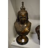 A good bronze bust of Queen Victoria on a circular marble base.