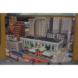 An amusing photographic print on canvas depicting a Lego street scene.