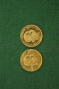 Two Continental gold coins.
