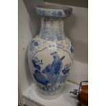 A large Chinese blue and white vase.