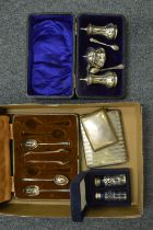 Silver cigarette box and other items.