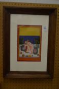 An Indian erotic miniature painting, framed and glazed.