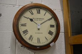 W A Sainsbury of Windsor, a Victorian circular mahogany cased wall clock.