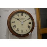 W A Sainsbury of Windsor, a Victorian circular mahogany cased wall clock.