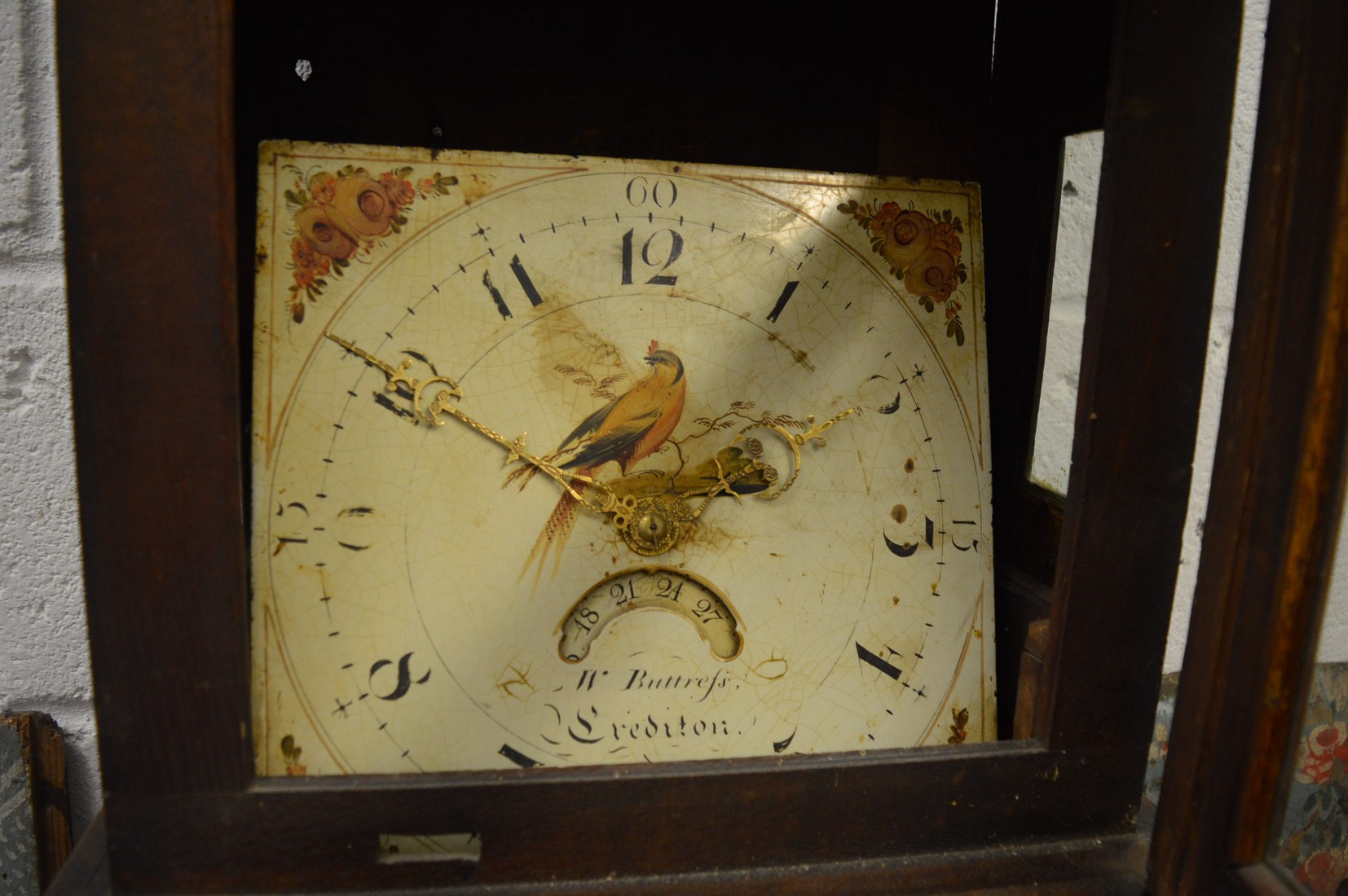 An oak cased thirty hour clock with painted square dial. - Image 2 of 2