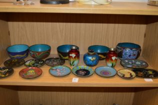 A quantity of small cloisonnne bowls, dishes and vases.
