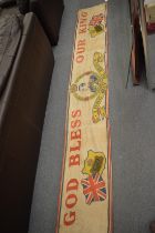 A George VI printed linen Commemorative banner approx 270cm x 45cm.