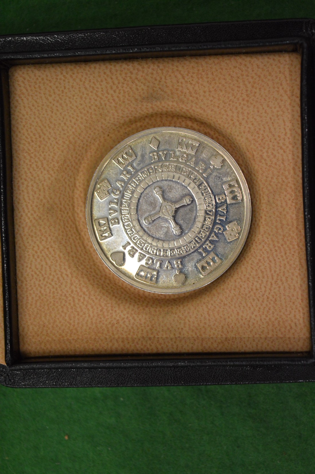 A Bulgari silver gaming chip/coin with original box. - Image 2 of 3