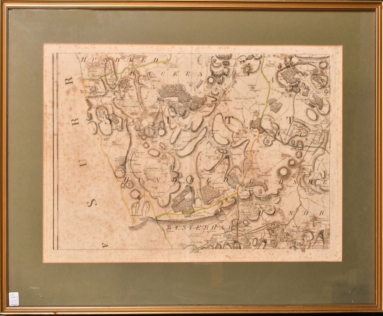 Robert Morden, a map of Kent, etching later hand coloured, 13.75" x 25" (35 x 63.5cm), along with an - Image 4 of 5