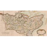 Robert Morden, a map of Kent, etching later hand coloured, 13.75" x 25" (35 x 63.5cm), along with an