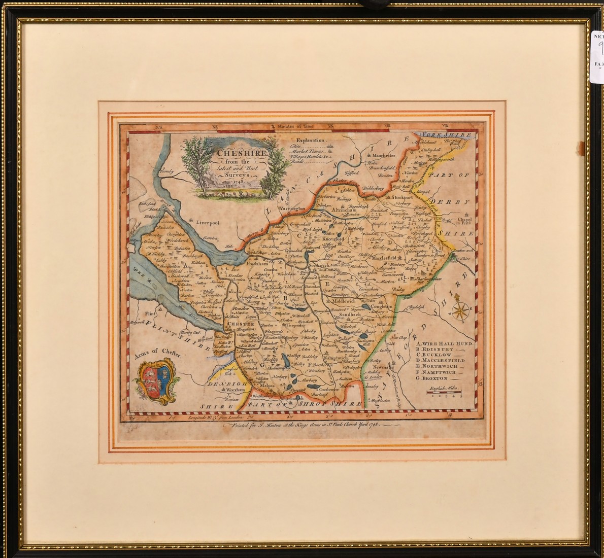 John Speed, a 17th Century map of 'The Countie Pallatine of Lancaster', hand coloured, 16" x 21" (41 - Image 4 of 5