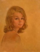 Josephine Aveline, Circa 1965, portrait of a lady, oil on canvas, signed, 20" x 16" (51 x 40cm).