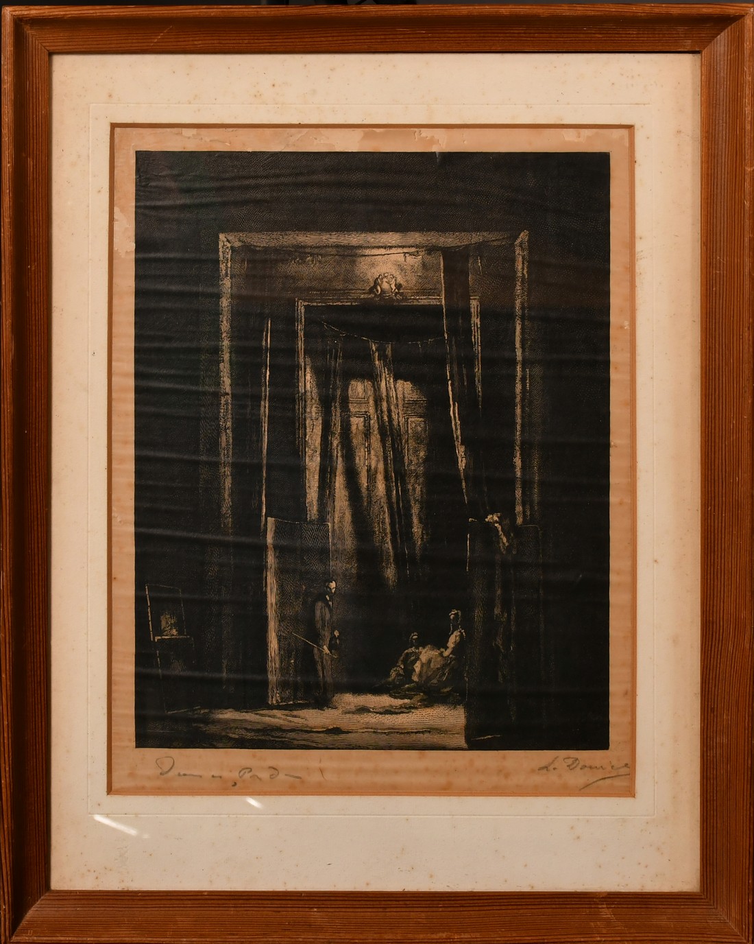L. Davies after James Pryde, a heavily draped interior with an artist and two models, wood - Image 2 of 4