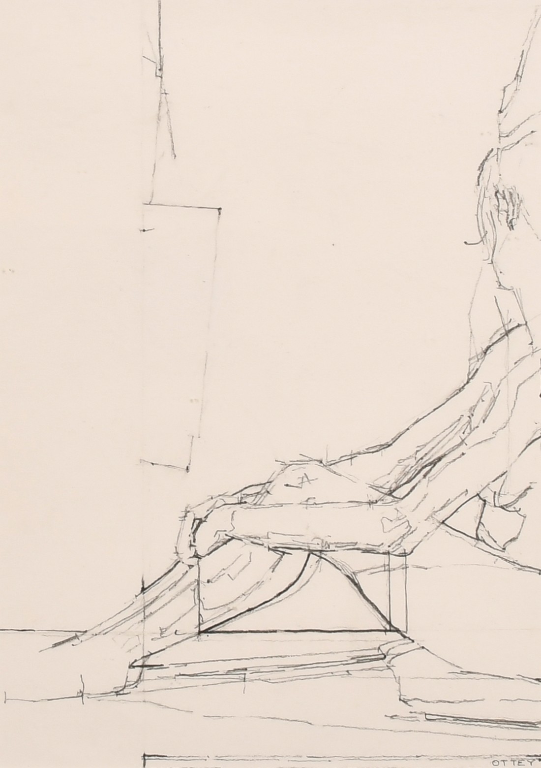 Piers Ottey (20th Century), two charcoal life drawings, one 13" x 9" (33 x 23cm), the other 8" x