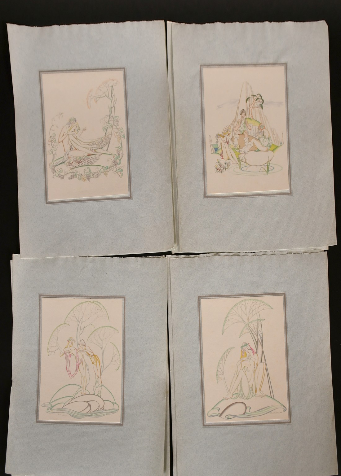 John Austen, A collection of twelve semi-erotic prints, one signed in pencil on the mount, 7" x 5. - Image 2 of 3
