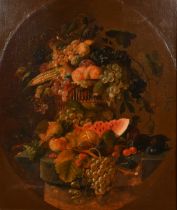 Paul Lacroix, 19th Century American School, an abundant still life of fruit and flowers, oil on