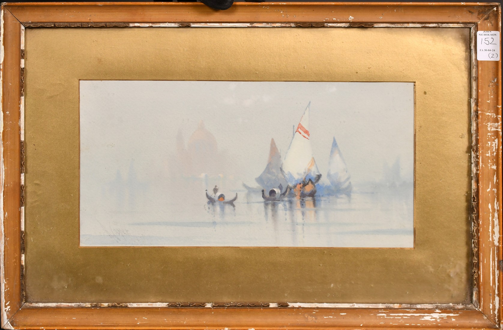 Attributed to Knox, a pair of watercolour scenes of boats around Venice, signed R. Cooper, each 7" x - Image 2 of 6