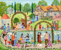 Fred Breebaart (1945-2015) Dutch, 'Spring Garden' and 'Winter Sports Day', a pair of acrylic on