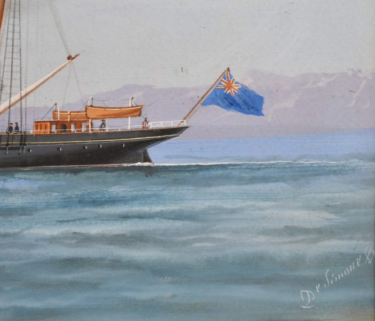 De Simone (19th/20th Century), a pair of gouache paintings of the ship Thetis, one entering the - Image 3 of 6