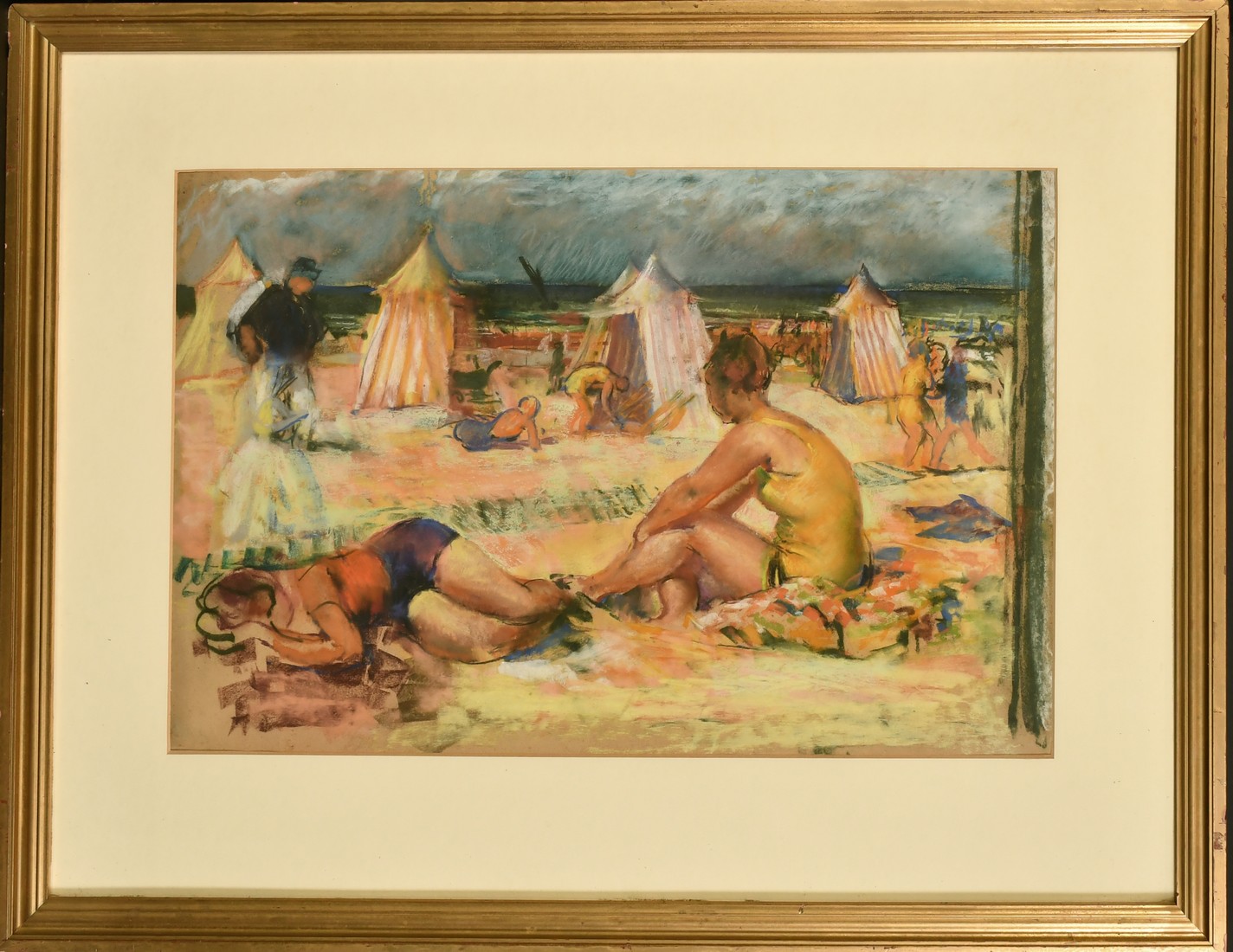 James Grant (20th Century), female figures on a beach, pastel, inscription verso, 13.5" x 21" (34 - Image 2 of 3