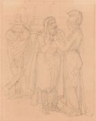 John Tenniel (1820-1914), Britannia and two male figures, pencil, signed with initials, with another