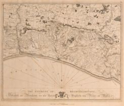 After Thomas Yeakell, 'The Environs of Brighthelmstone', engraved map, circa 1800, 17" x 20" (43 x