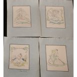 John Austen, A collection of twelve semi-erotic prints, one signed in pencil on the mount, 7" x 5.