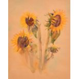 English Contemporary School, study of sunflowers, watercolour, indistinctly signed and dated 2007,