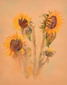 English Contemporary School, study of sunflowers, watercolour, indistinctly signed and dated 2007,