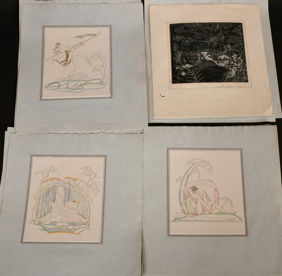 John Austen, A collection of twelve semi-erotic prints, one signed in pencil on the mount, 7" x 5. - Image 3 of 3