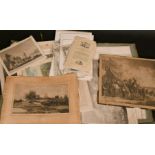 A folder of antique prints, various subjects, including natural history, unframed, (q).