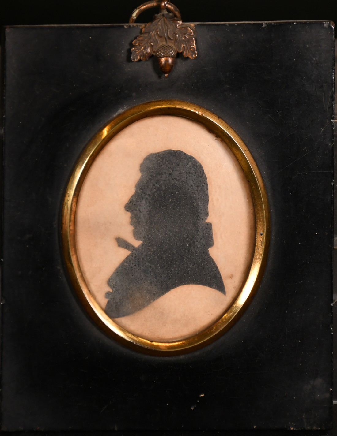 A 19th Century Silhouette portrait of a gentleman, 2.75" x 2.25" (7 x 5.5cm) oval. - Image 2 of 3