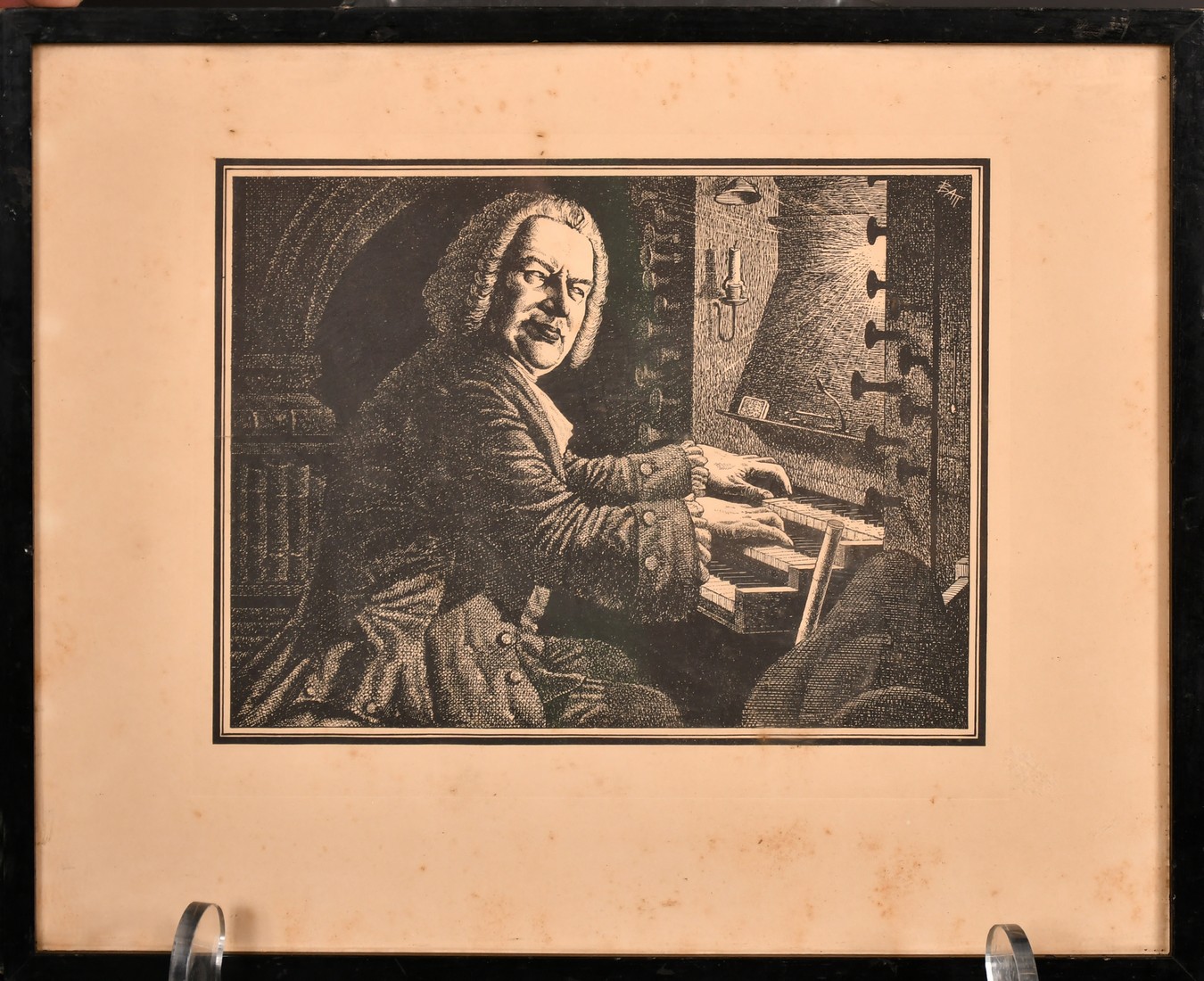A group of four prints including one of Bach playing an organ by Oswald Charles Barrett, and one - Image 2 of 5
