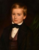 E. G. Friederich, Circa 1851, a portrait of a young boy in a bow tie, oil on canvas, signed and