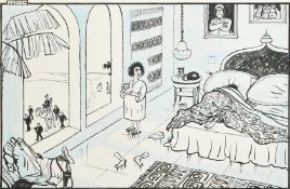 Stanley McMurtry (b. 1936) Daily Mail Cartoonist, 'Maummar..... Are You Expecting Visitors', ink and