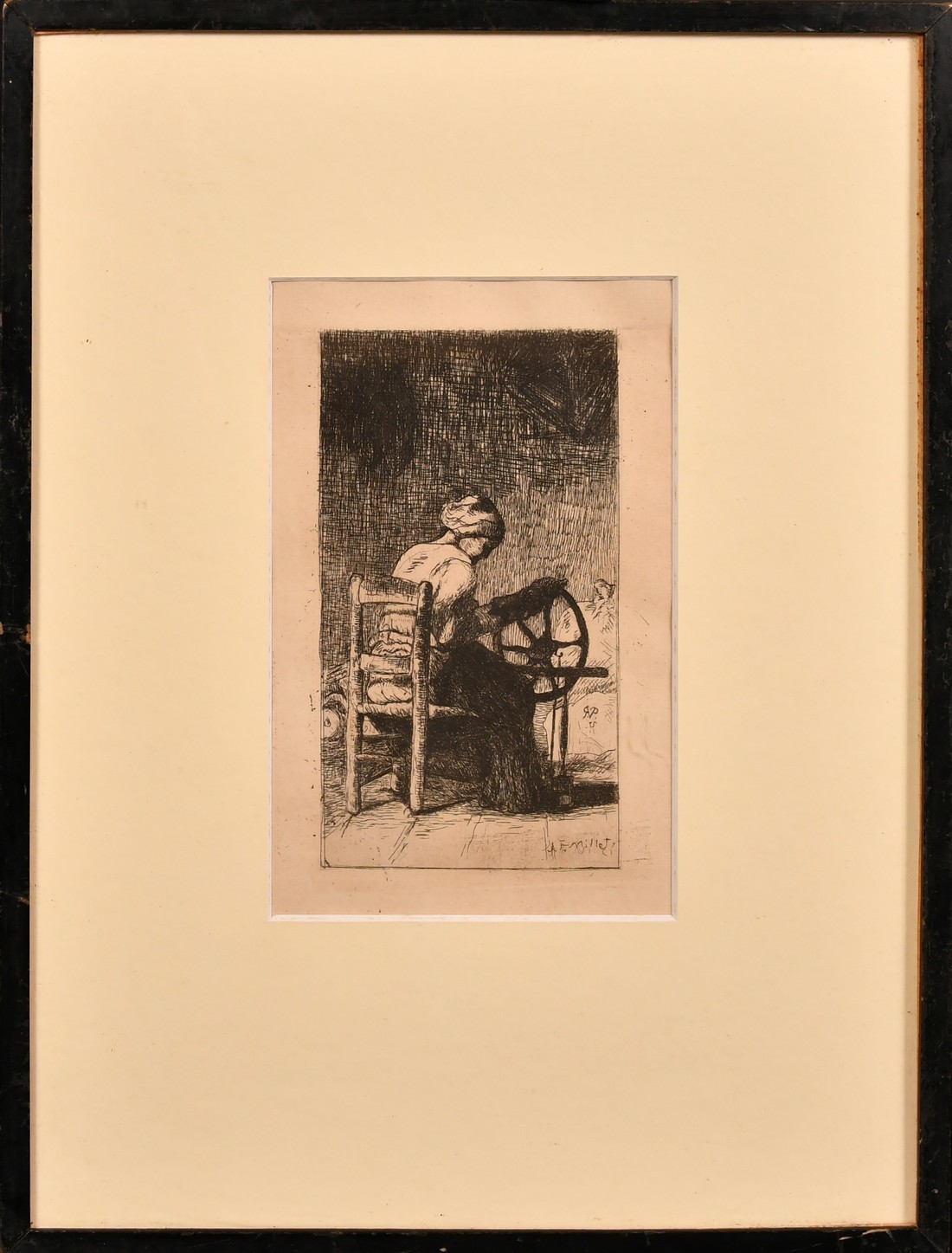 Paul Van Ryssel after J. F. Millet, 'La Frileuse', etching, initialled and signed in the plate, - Image 2 of 3