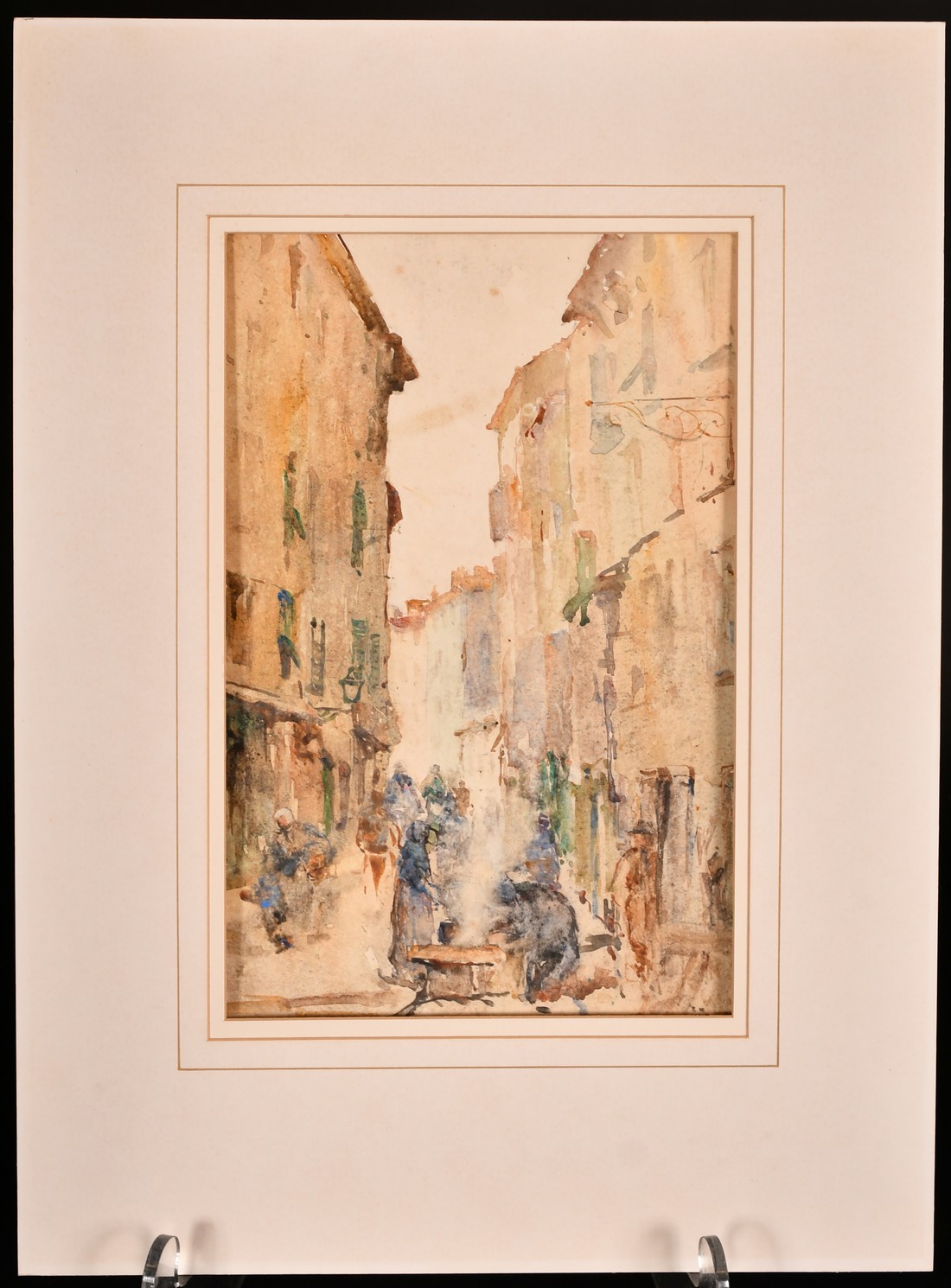 Circle of William Lee Hankey, a busy street in Ajaccio, watercolour, inscribed in margin beneath - Image 2 of 3