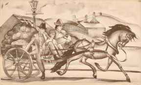 William Frederick Colley, 'The Hawkers', lithograph, signed in pencil and dated 35, 12" x 19" (30