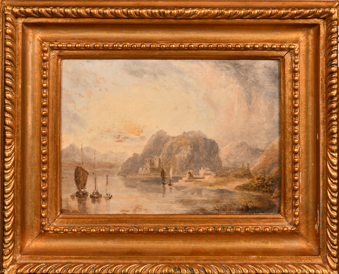 Late 19th Century English School, sailboats on a mountain lake, oil on board, 5" x 7" (12.5 x - Image 2 of 3