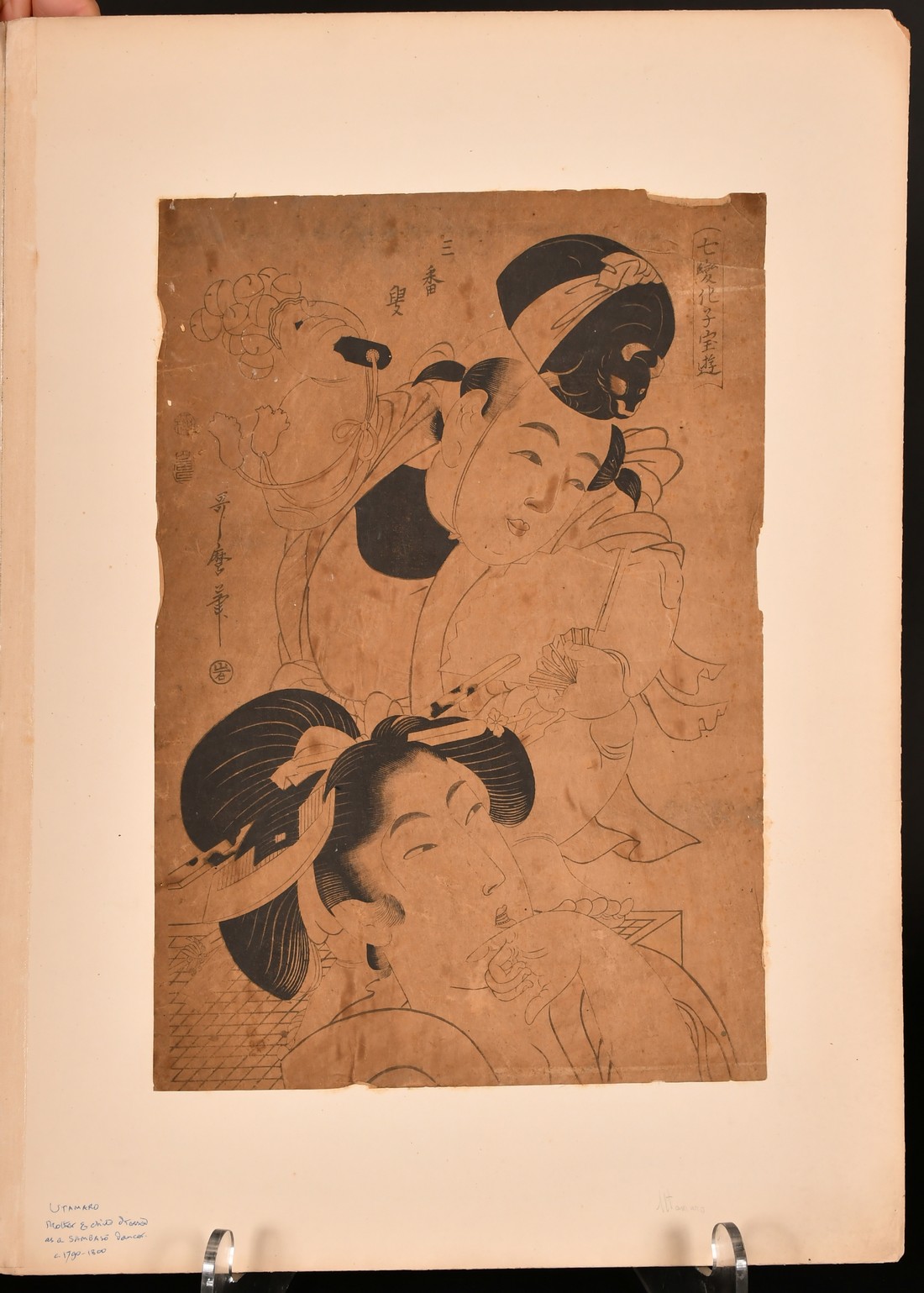 Utamaro, Yoshikazu, and one other, Japanese Woodcuts, a collection of three prints featuring - Image 3 of 4