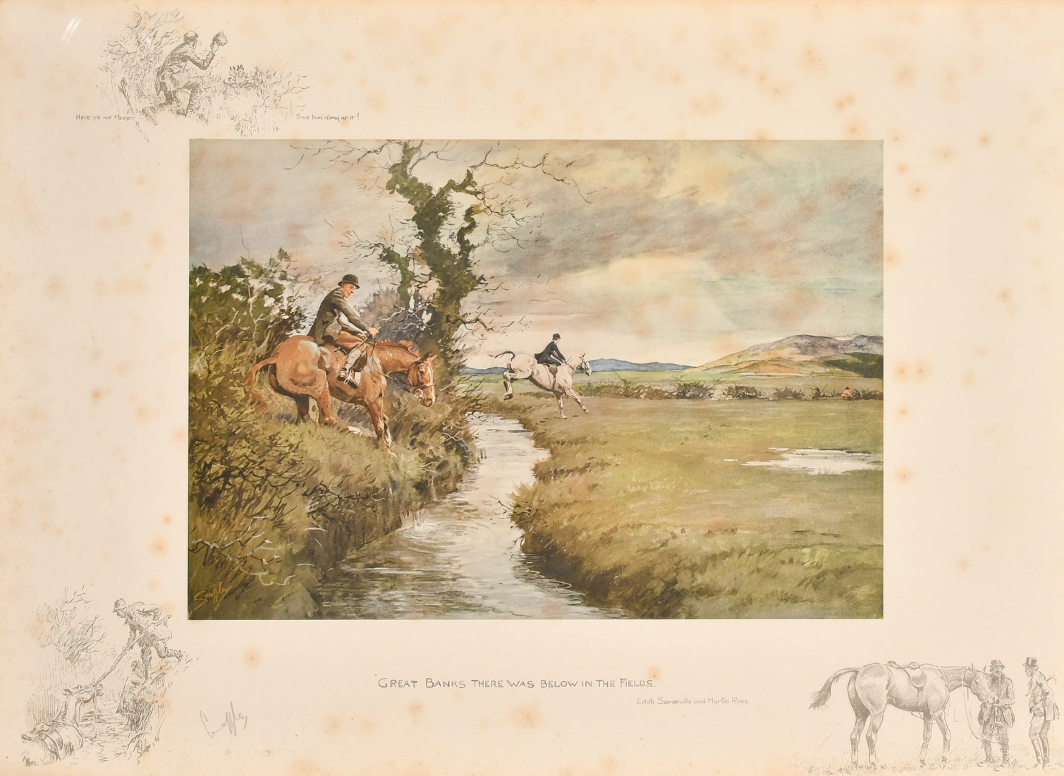 Snaffles, 'Great Banks There Was Below in the Fields', colour print, signed in pencil, 11.75" x