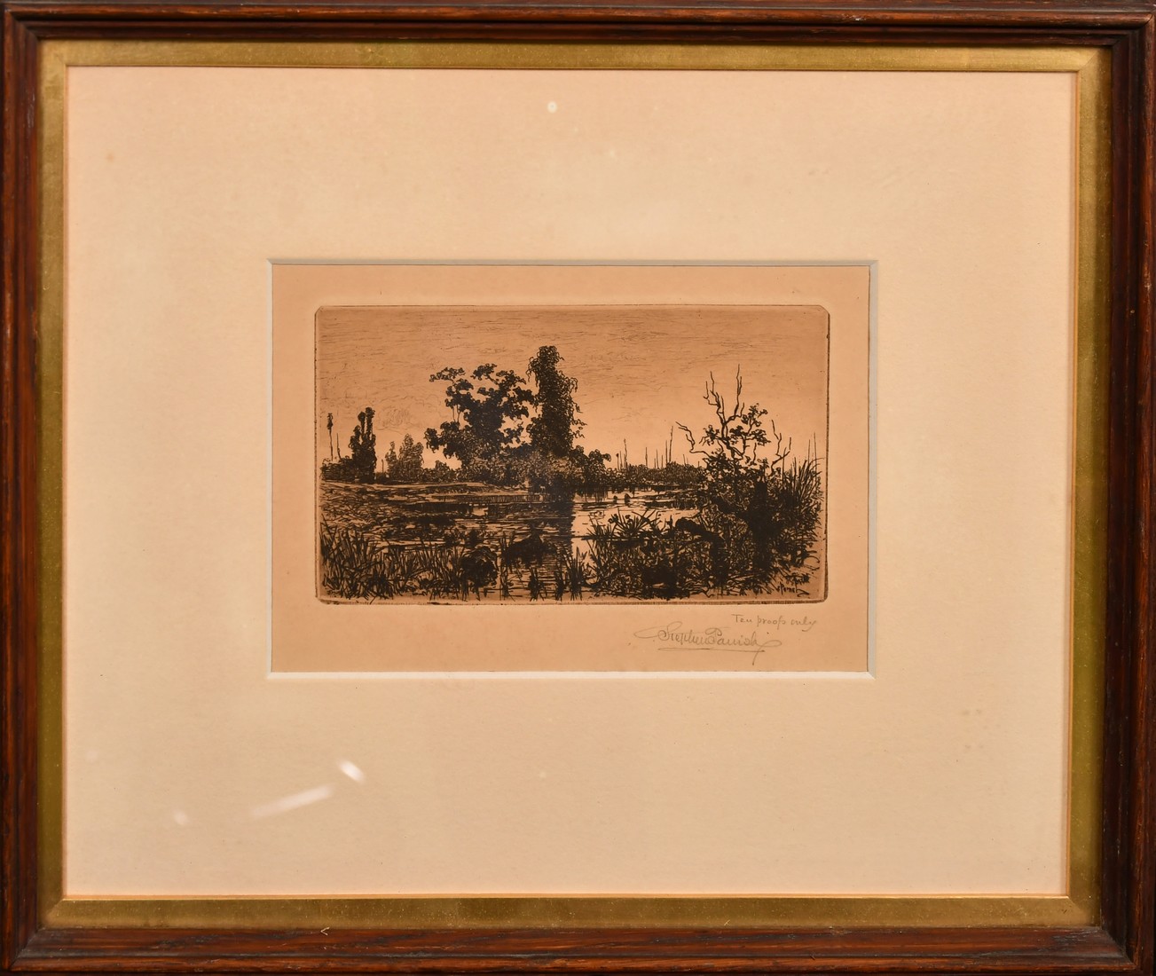 Stephen Parrish, a river landscape, etching, signed in pencil and inscribed 'Ten Proofs Only', - Image 2 of 4
