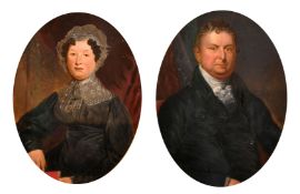 19th Century English School, a pair of portraits of Mr and Mrs Thomas Waterhouse of Birmingham, oil,
