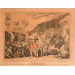 Thomas Rowlandson (1756-1827), 'Inn Yard on Fire', etching and aquatint, image size 13" x 18" (33