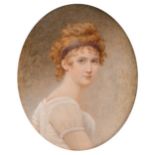 Jerome Girardier (19th Century) French School, a miniature portrait of Mme. Recamier in a white