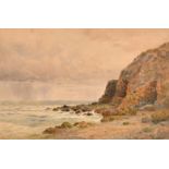 Alfred Powell, a coastal view with seagulls, signed, 13.75" x 20.75" (35 x 53cm), along with a print