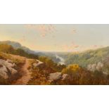 Niemann, Late 19th Century, a view of an arched bridge along a tree lined valley, oil on canvas,