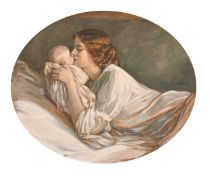 English School, Circa 1900, a mother and her child, watercolour and bodycolour, 17.5" x 21" (44.5